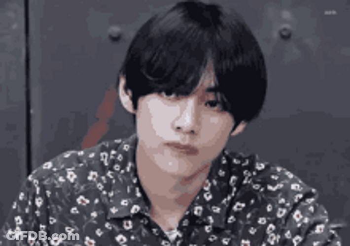 Cute Kim Taehyung Serious Blinks Eyes GIF