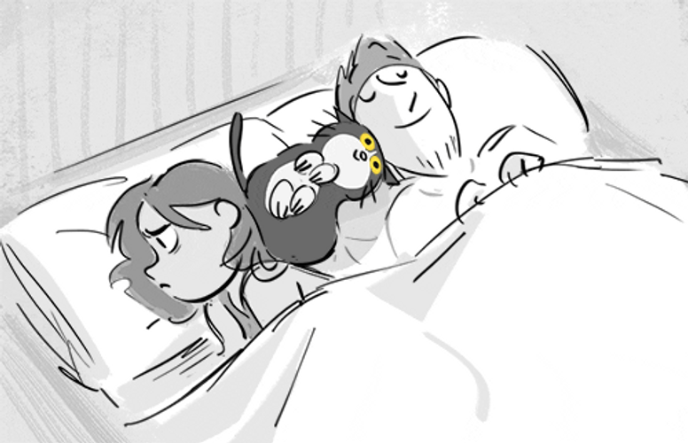 Cute Kitten Sleeping With Human Animation GIF