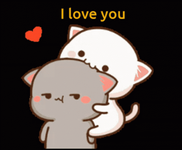 Cute Kitty Cartoon Love You So Much GIF