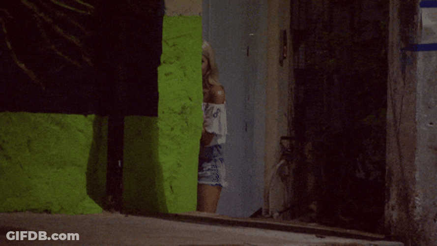 Cute Lady Playful Stalking GIF