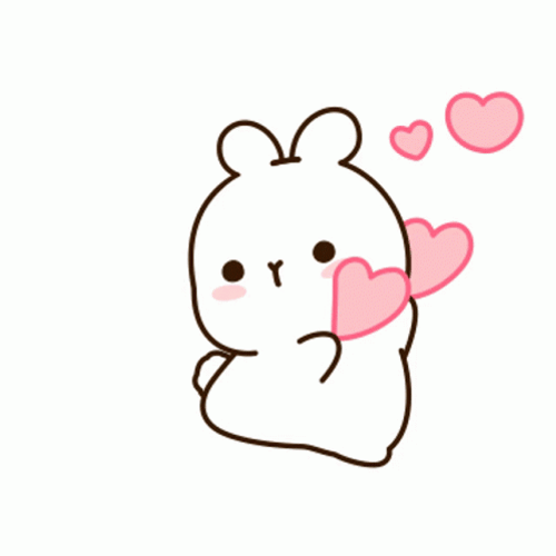 Cute Little Bunny Swaying Hearts Sticker GIF