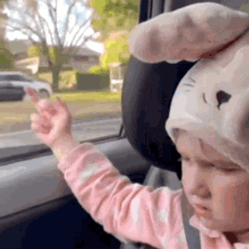 Cute Little Girl Bunny Hat Flipping Off GIF