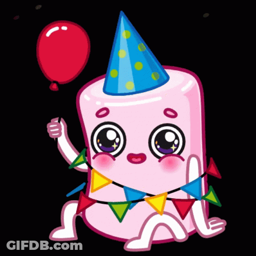 Cute Marshmallow Animated Birthday Celebration GIF
