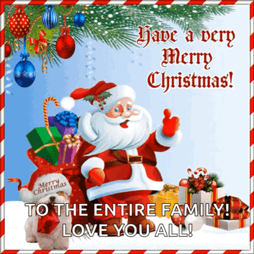 Cute Merry Christmas Wishes To The Entire Family GIF