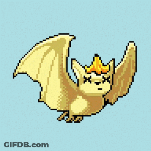 Cute Mocha Bat Flapping Wings Pixel Art GIF