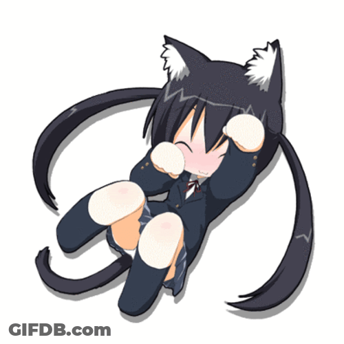 Cute Neko Girl Trying To Wake Up GIF
