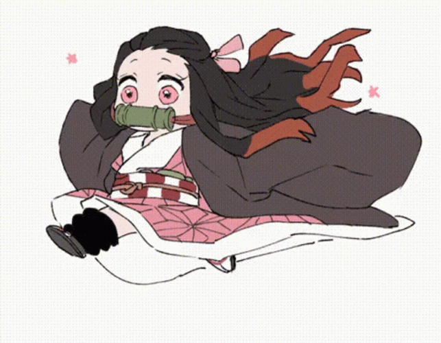 Cute Nezuko Running Animation GIF