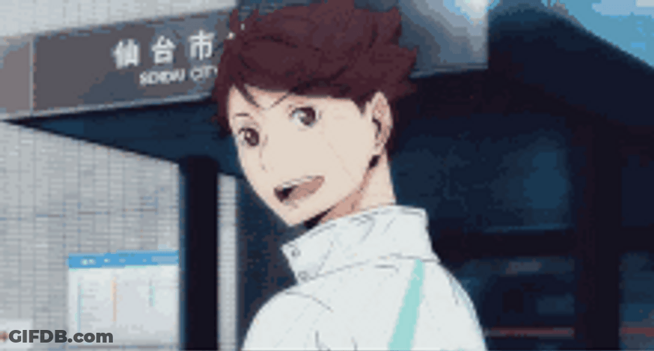 Cute Oikawa Turn Head Smile Waving GIF