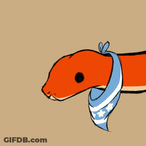 Cute Orange Snake With Handkerchief Around Its Neck GIF