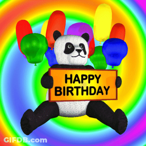 Cute Panda Bear Holding Birthday Sign GIF