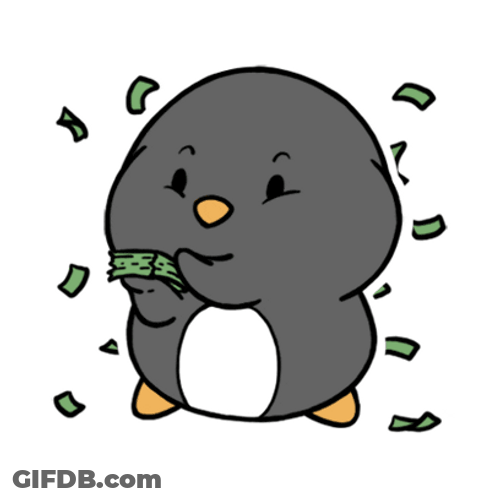Cute Penguin Making It Rain GIF