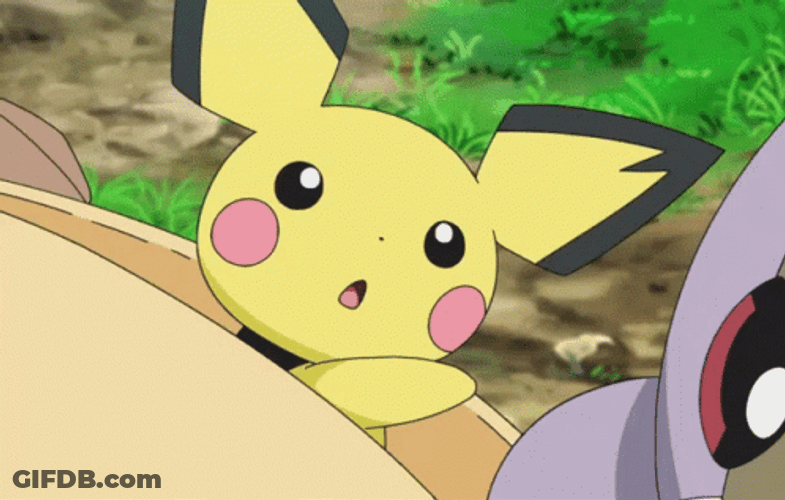 Cute Pichu Swallows Blueberry GIF