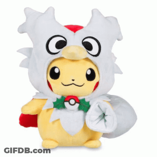 Cute Pikachu Pokemon Christmas Costume Spinning GIF