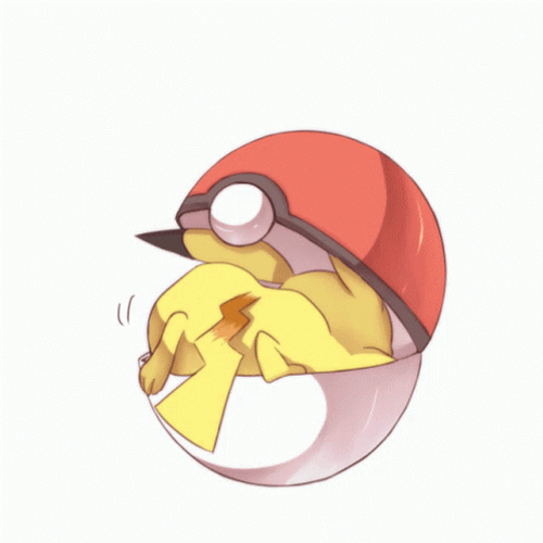 Cute Pikachu Sleeping Inside Pokeball GIF