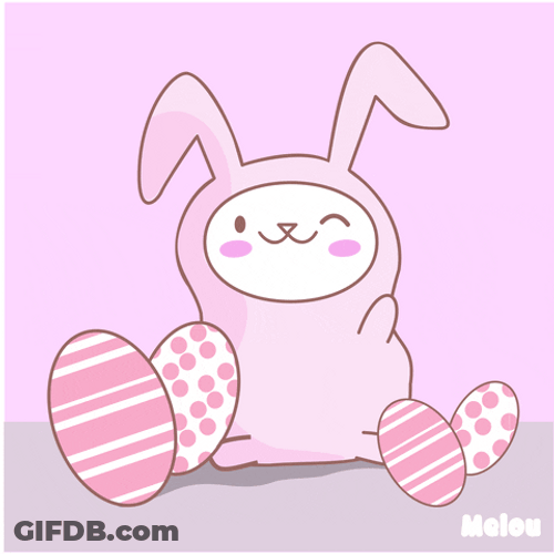 Cute Pink Easter Bunny Wink GIF
