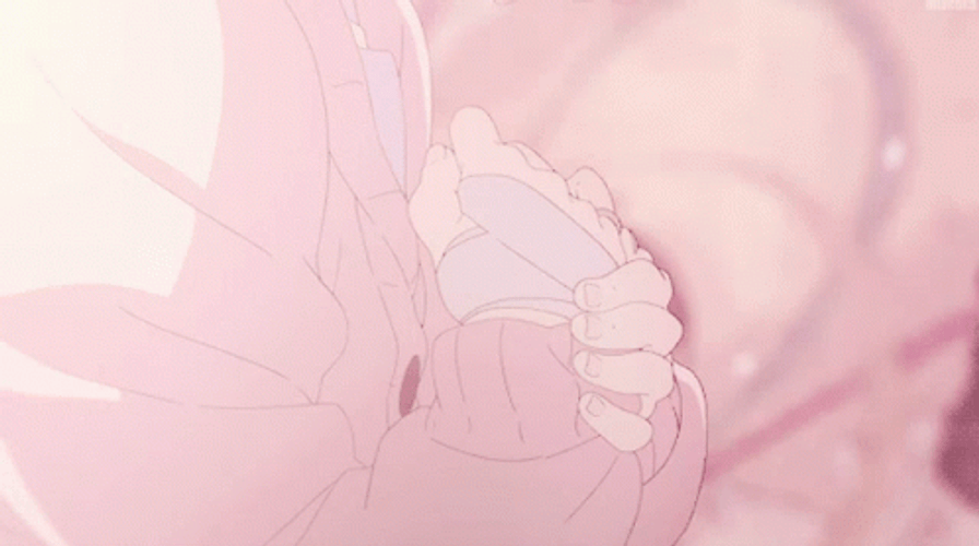 Cute Pink Girl Clutching Her Heart GIF