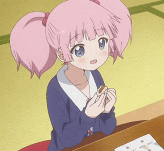 Cute Pink Girl Eating GIF