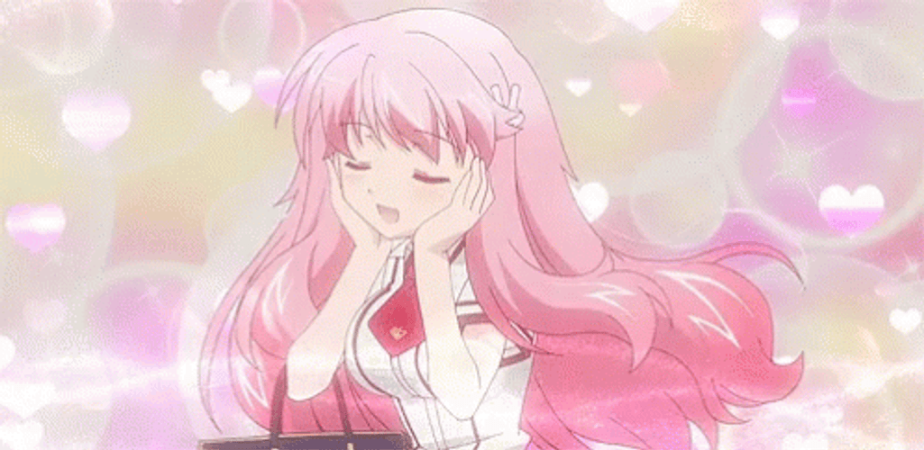 Cute Pink Girl In Love GIF