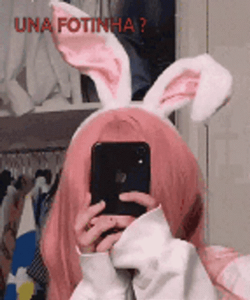 Cute Pink Girl Taking A Photo GIF