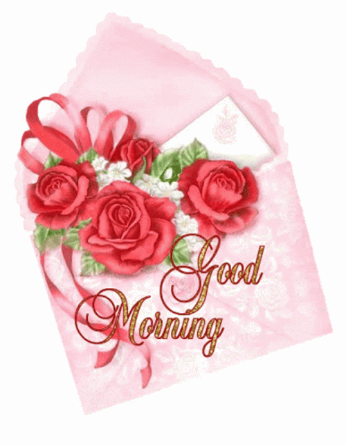 Cute Pink Good Morning Roses Envelope GIF