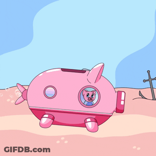 Cute Pink Pig Submarine In Motion GIF