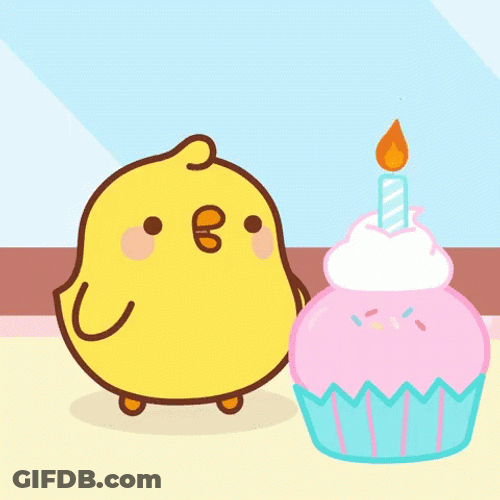Cute Piu Piu Sticker Happy Birthday Blowing Candle GIF