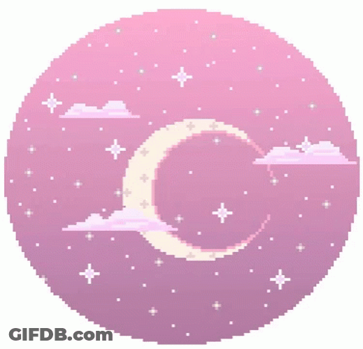 Cute Pixel Aesthetic Moon Sparkling Night GIF