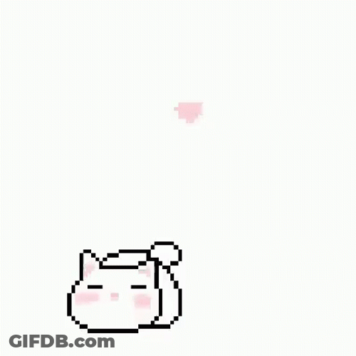 Cute Pixel Cat Catching Heart GIF