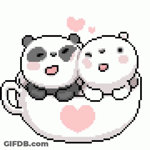 Cute Pixel Couple Polar Bears In Love GIF