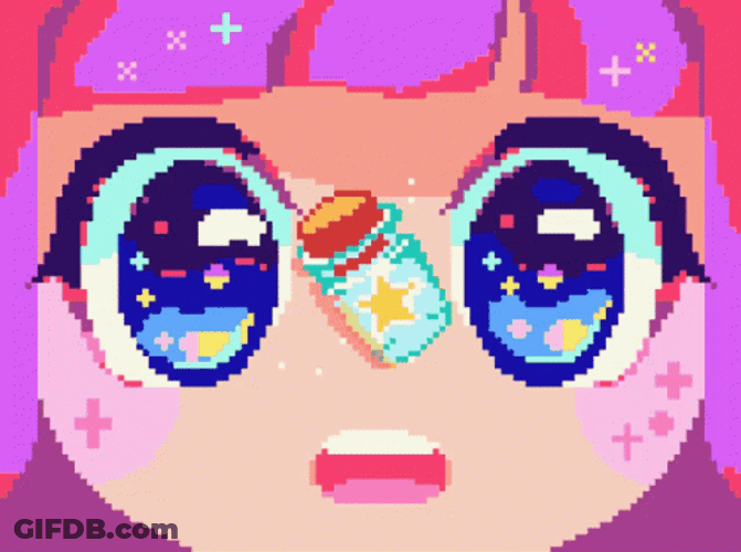 Cute Pixel Girl Mizkai Star Potion GIF