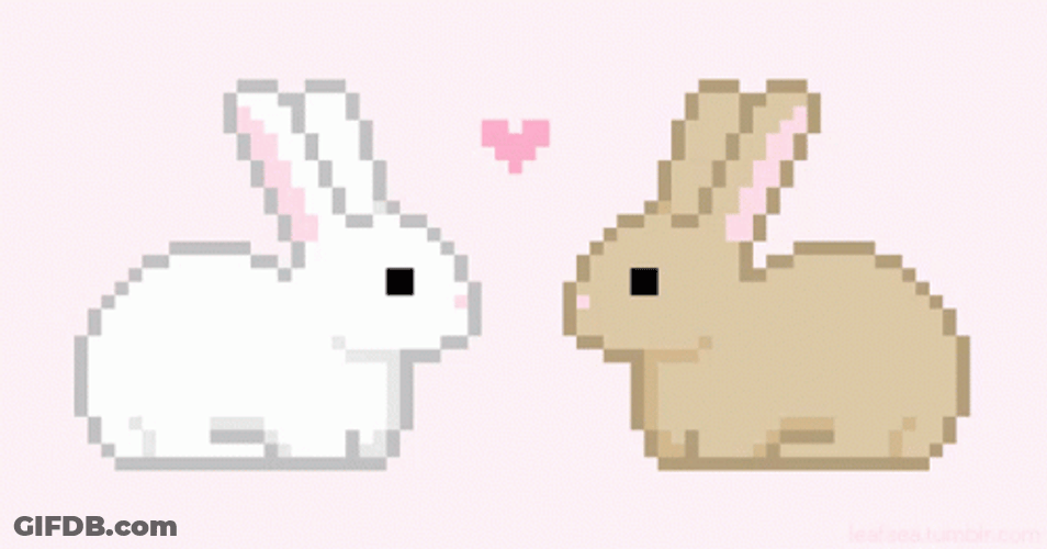 Cute Pixel Kawaii Couple Bunnies GIF