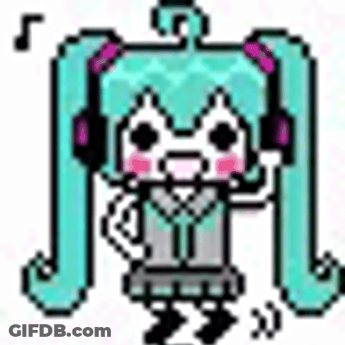 Cute Pixel Miku Hatsune Music Headphones GIF