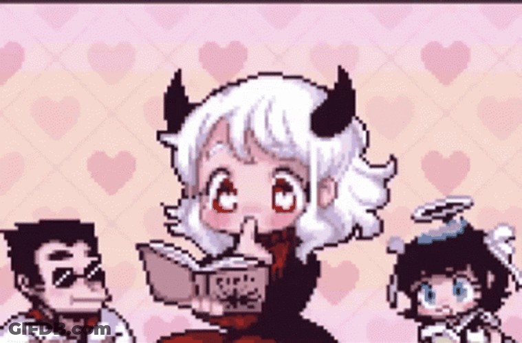 Cute Pixel Modeus Reading Helltaker Game GIF