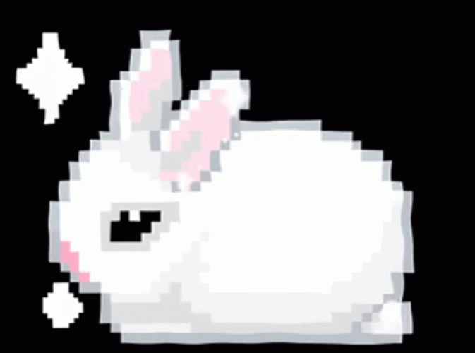 Cute Pixel White Bunny GIF