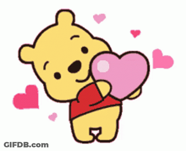 Cute Pooh Sticker Love Heart GIF
