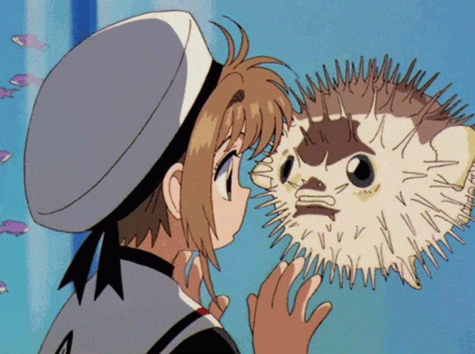 Cute Pufferfish Anime Kiss GIF
