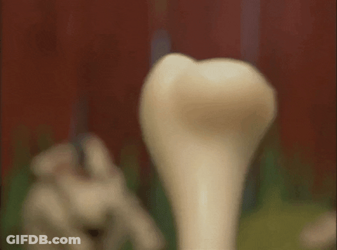 Cute Puppet Sniffing Chew Bone GIF