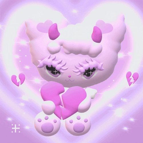 Cute Purple Bunny Broken Heart GIF