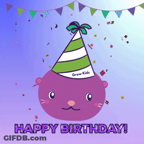 Cute Purple Seal Birthday Celebration GIF