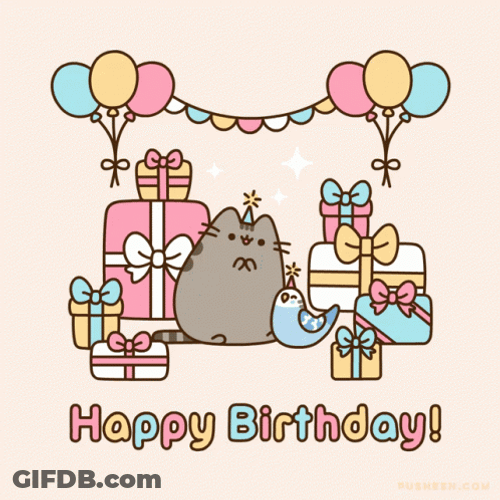 Cute Pusheen Birthday Cat Surprise GIF