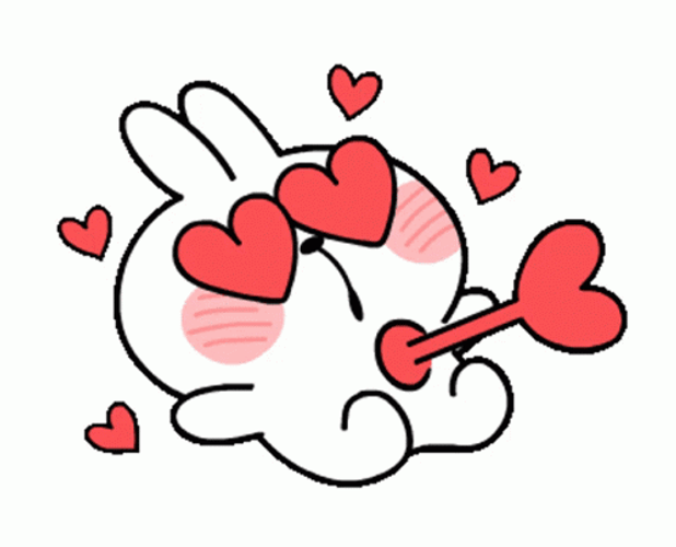 Cute Rabbit Arrow Love Hearts GIF
