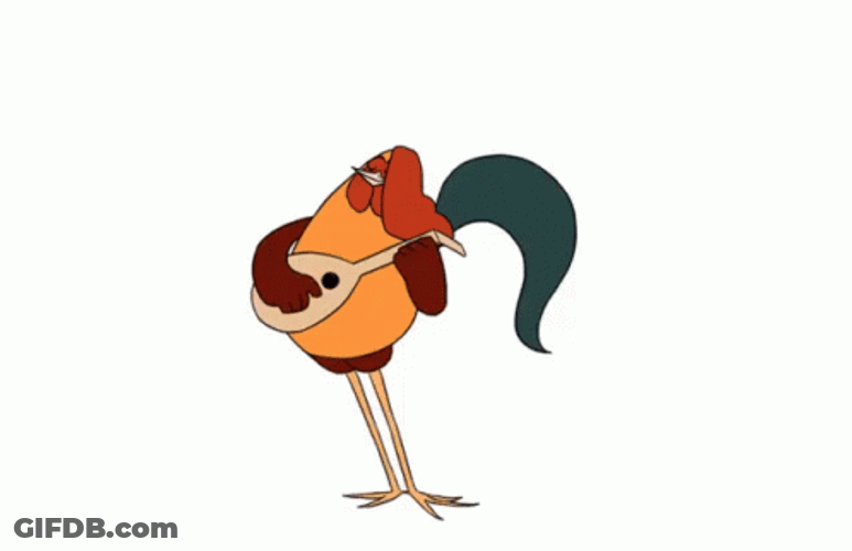 Cute Rooster Playing Guitar Animation GIF