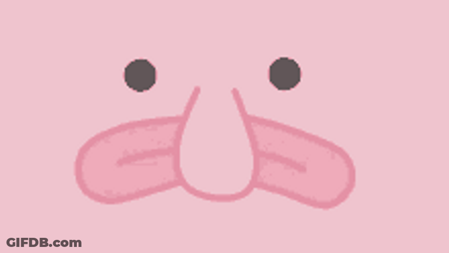Cute Sad Pink Blobfish Smile GIF