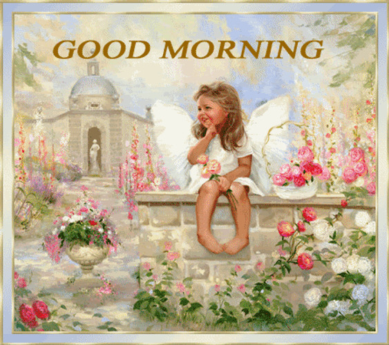 Cute Shiny Angel Good Morning Design GIF