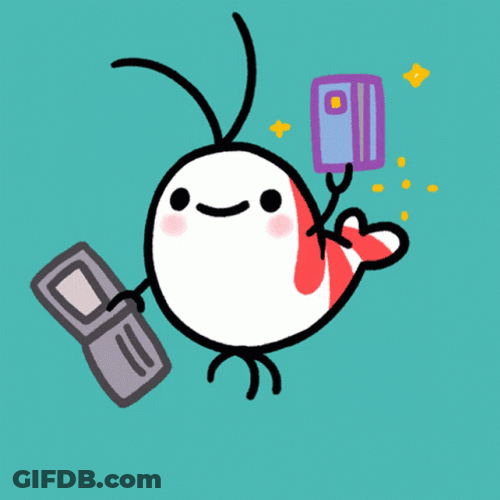 Cute Shrimp Anime Swiping Credit Card GIF