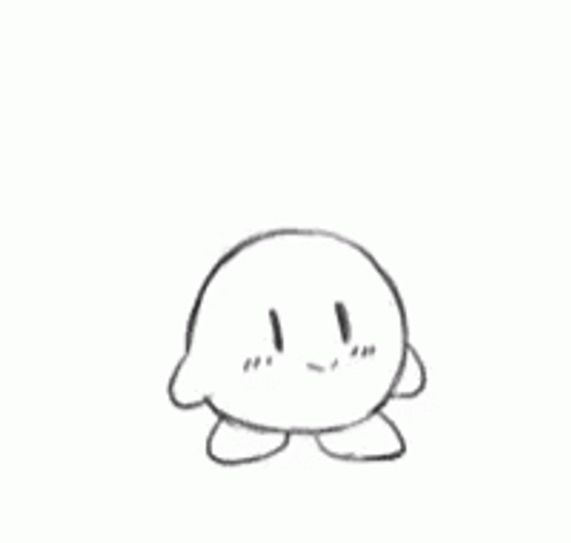 Cute Sketch Kirby Showing A Knife GIF