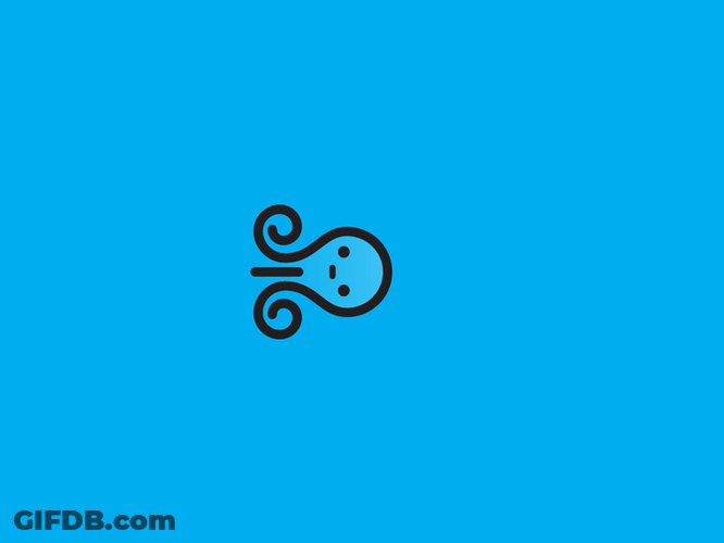 Cute Sketch Octopus In Blue Background GIF