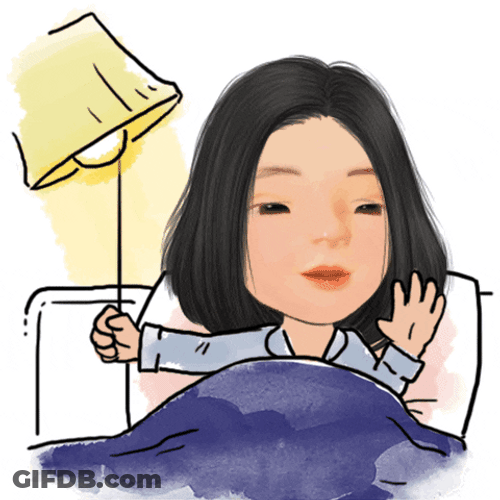 Cute Sleepy Cartoon Lady Good Night GIF