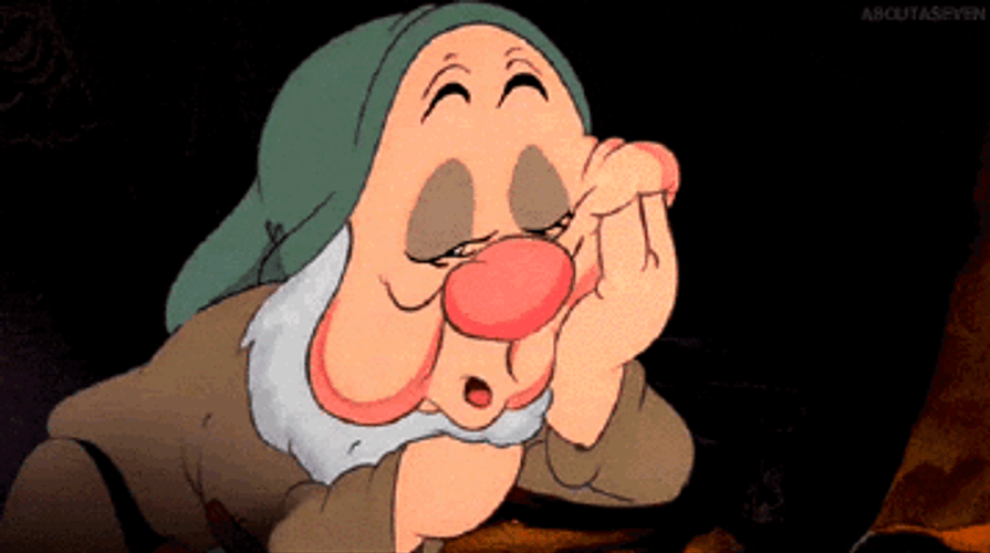 Cute Sleepy Snow White Dwarf GIF