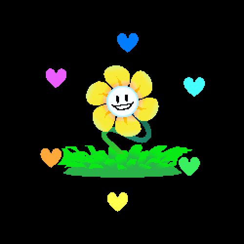 Cute Smile Omega Flowey Heart Rotating GIF